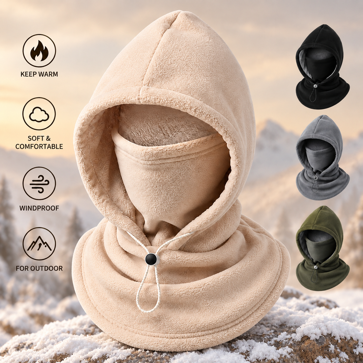 3-in-1 Winter-Fleece-Kapuze 🧣❄️ Für Gesicht, Ohren & Hals (📦 Kostenloser Versand ab 2 Stück)