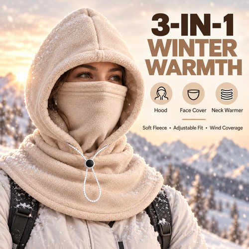 3-in-1 Winter-Fleece-Kapuze 🧣❄️ Für Gesicht, Ohren & Hals (📦 Kostenloser Versand ab 2 Stück)
